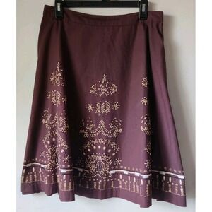 Nine & Company By Nine West Women's Skirt Boho 100% Cotton Size 10 Red/Brown